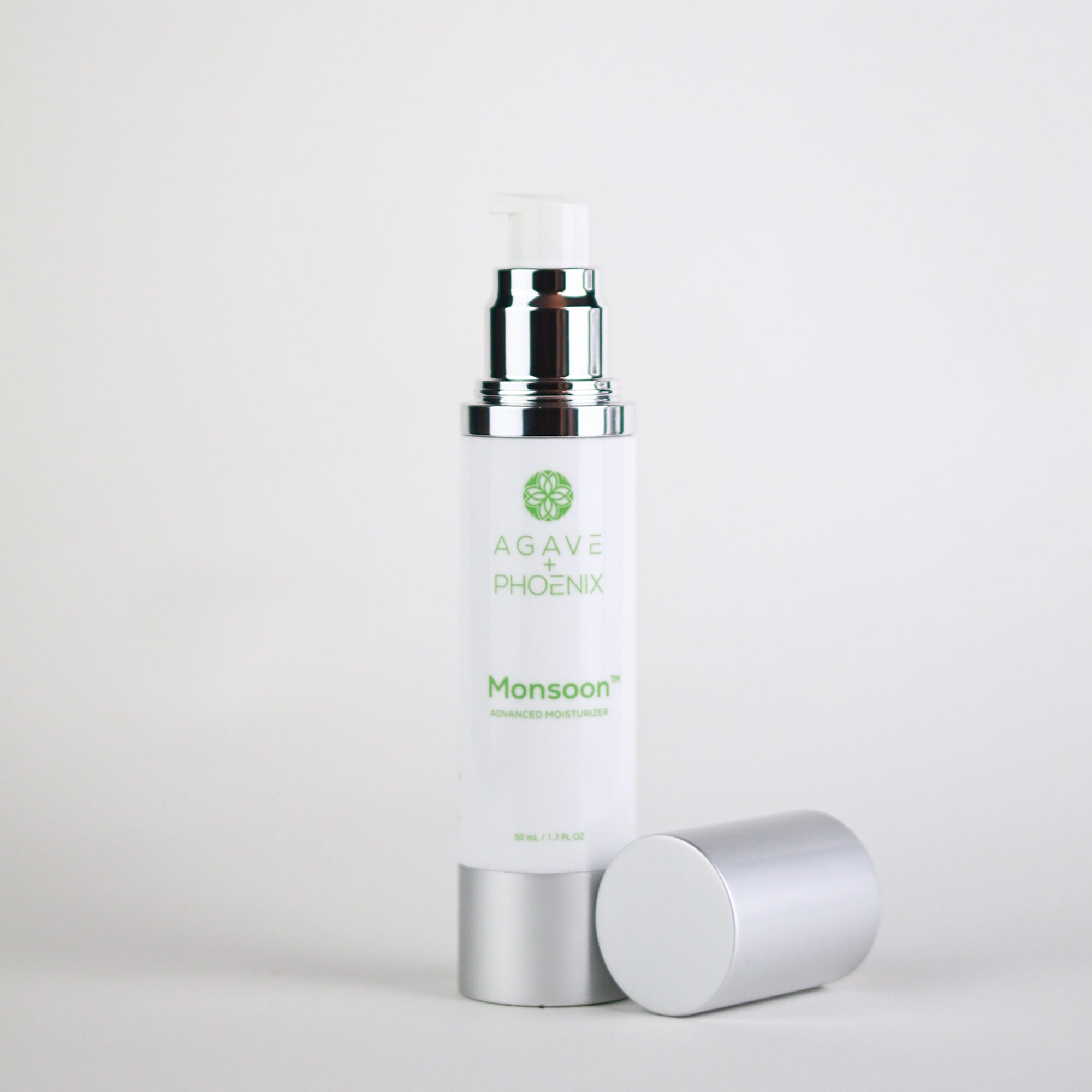 Open bottle of Monsoon Advanced Moisturizer.